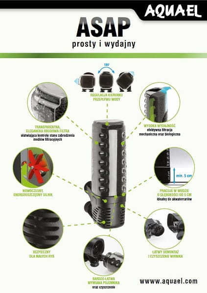 Aquael Asap 300 filtr wewnętrzny akwarium do 100L + gratis